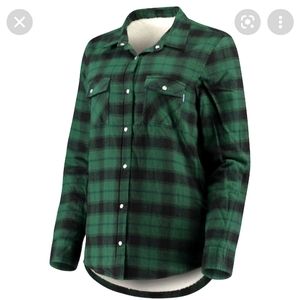 Green/Cream Flannel Long Sleeve Button Up Shirt Sz Medium